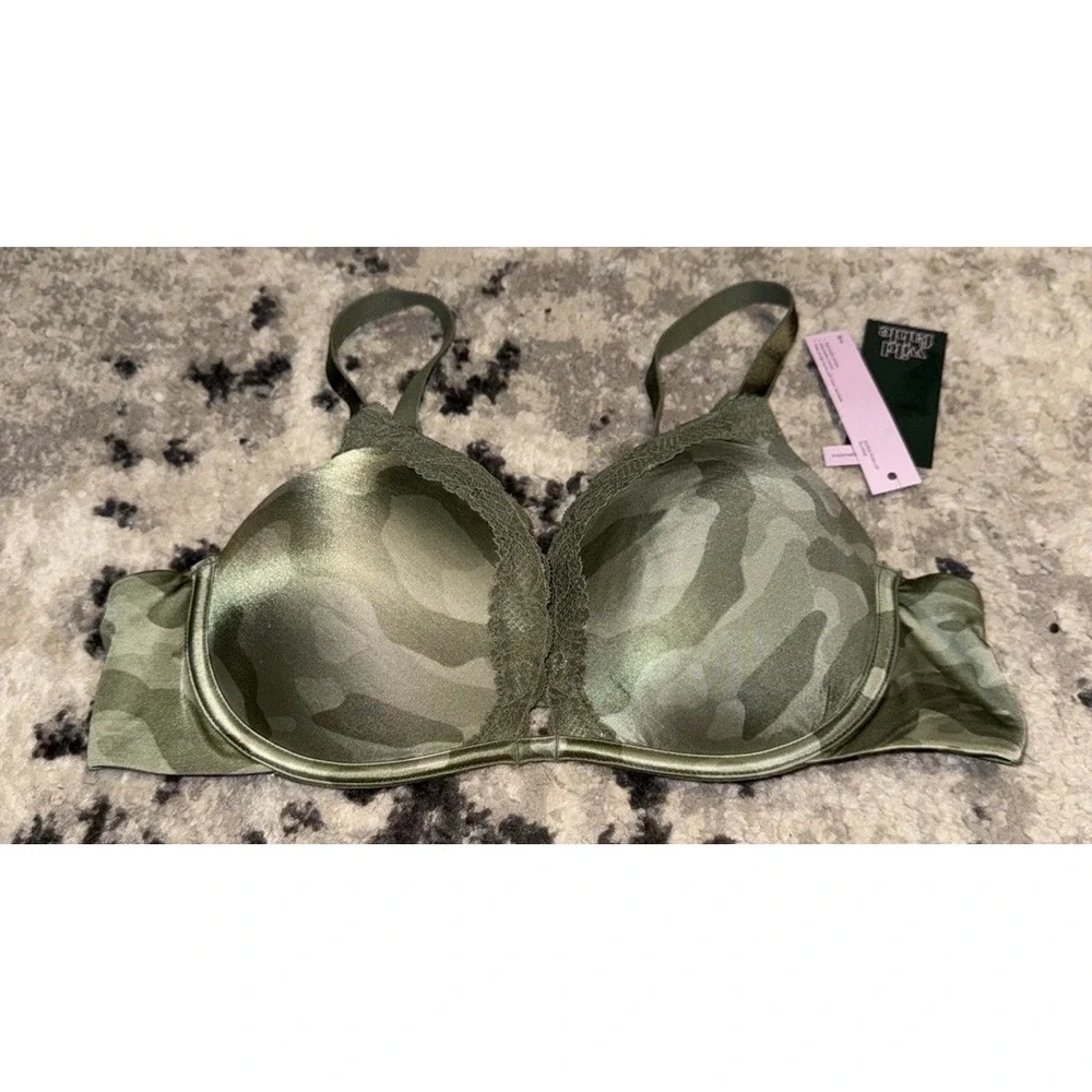 Wild Fable Bra Womens 38B Green Camo Super Push Up Plunge Underwire New